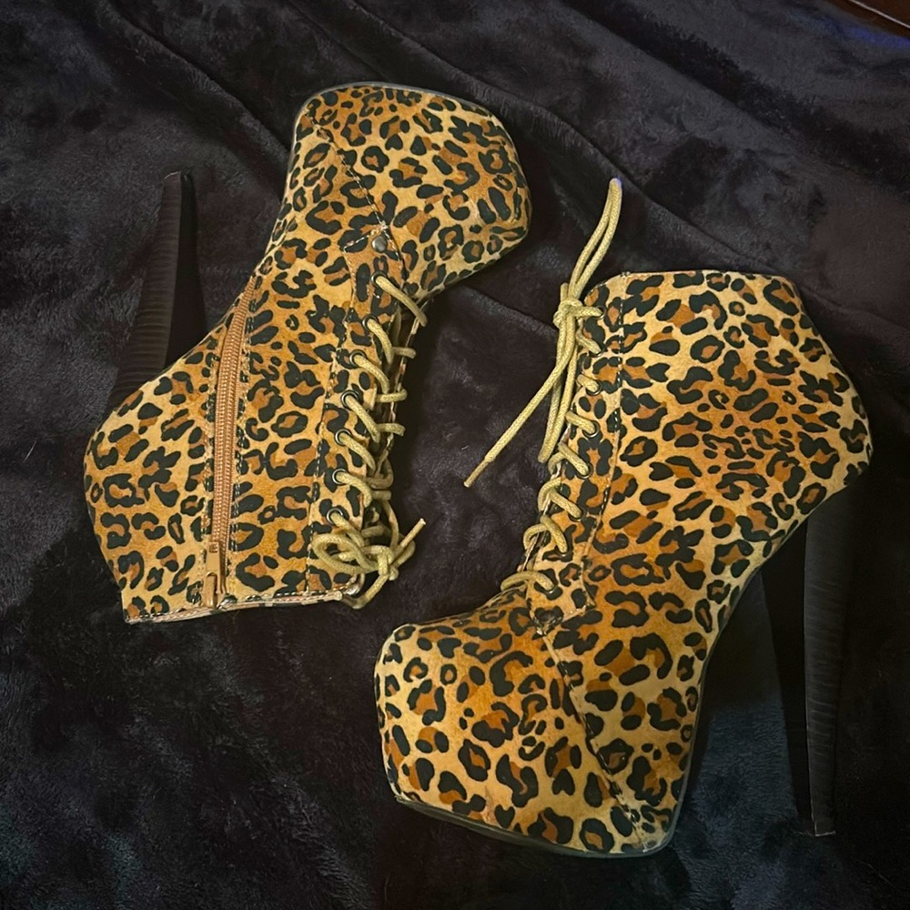 Paper Fox leopard lace up heels